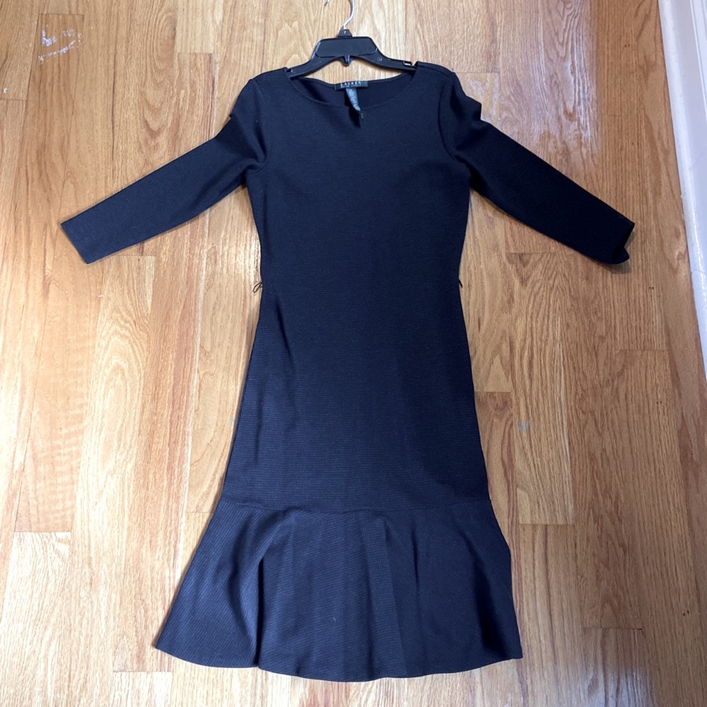 Black knit midi ralph Lauren dress- very flattering fit!